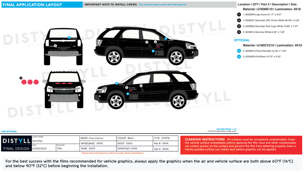 Securitas, Canada-English, Sedan and SUV, Black OEM, White Text, Base Kit