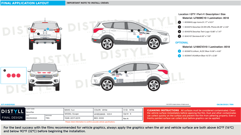 Securitas, Canada-English, Sedan and SUV, White OEM, Blue Text