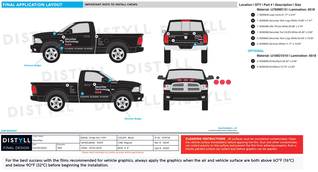 Securitas, Canada-English, Truck, Black OEM, White Text, Base Kit