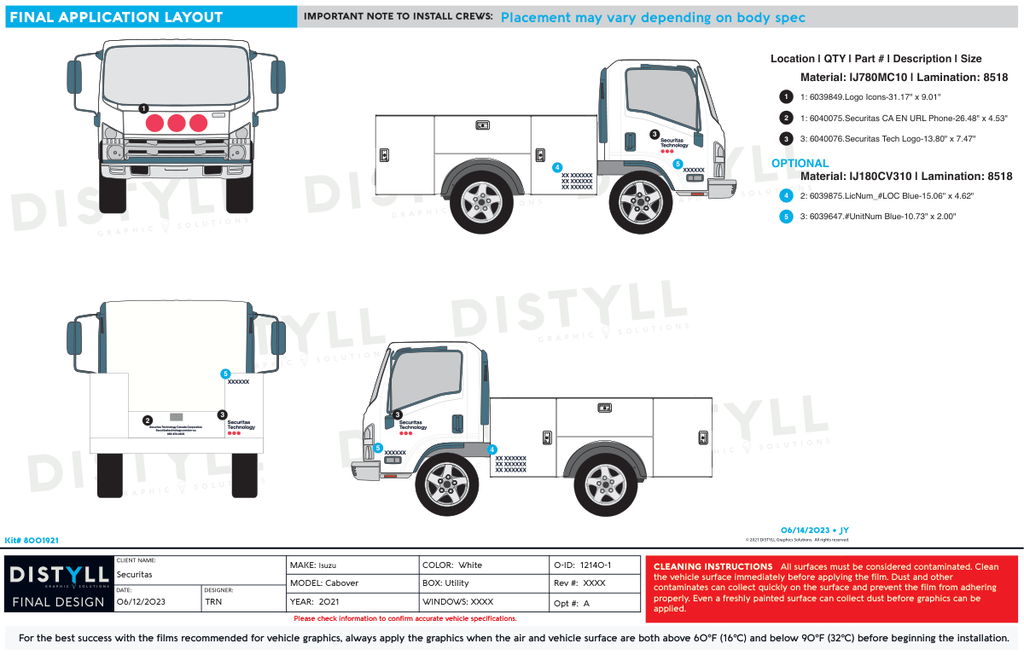 Securitas, Canada-English, Utility Truck, White OEM, Blue Text