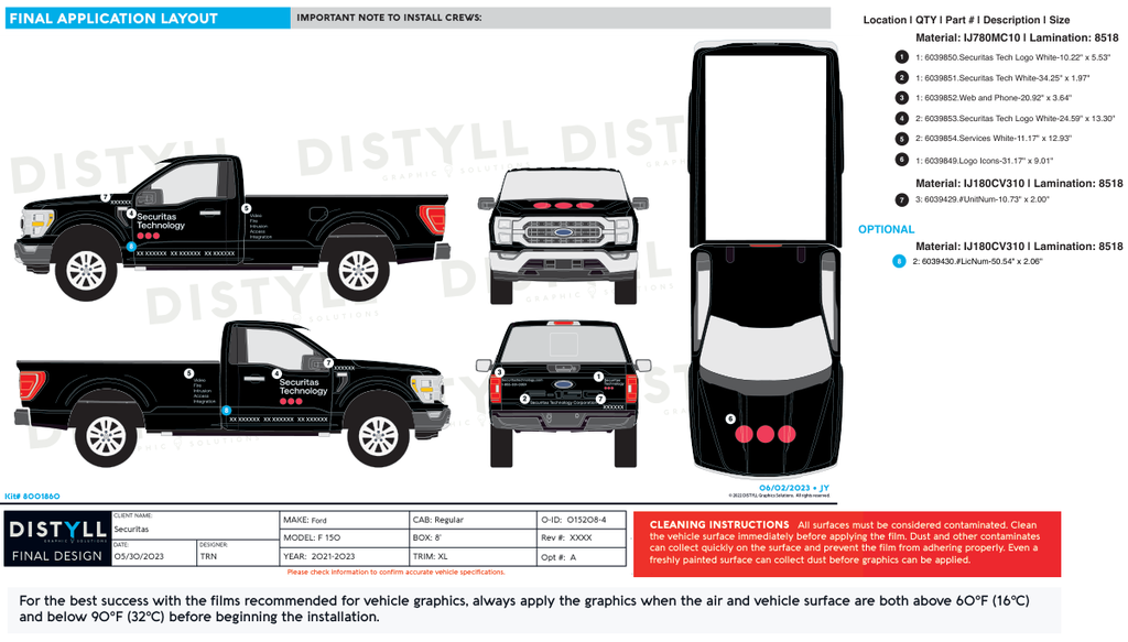 Securitas, Factory, Ford, F 150, RegCab,  8ft Bed, 2022, Black OEM, White Text