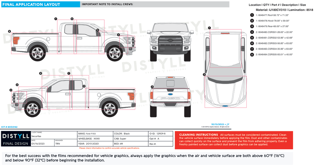 Securitas, Ford F150, Super Cab, 6ft Bed, 2015, Full White Only Wrap