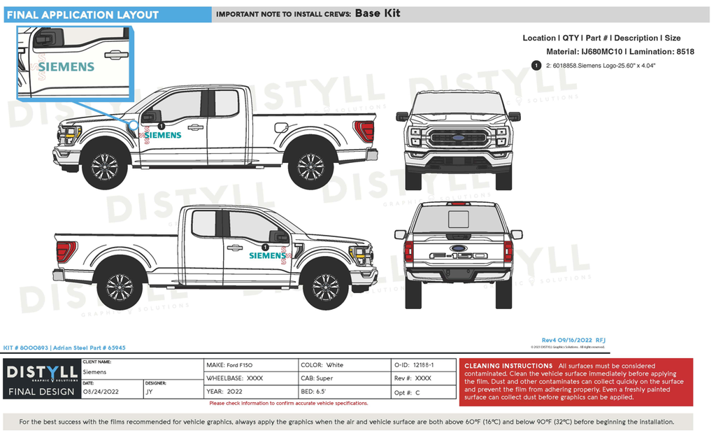 Siemens, Ford F150, Super Cab, 6ft 5in Bed, 2022-, Spot Graphics