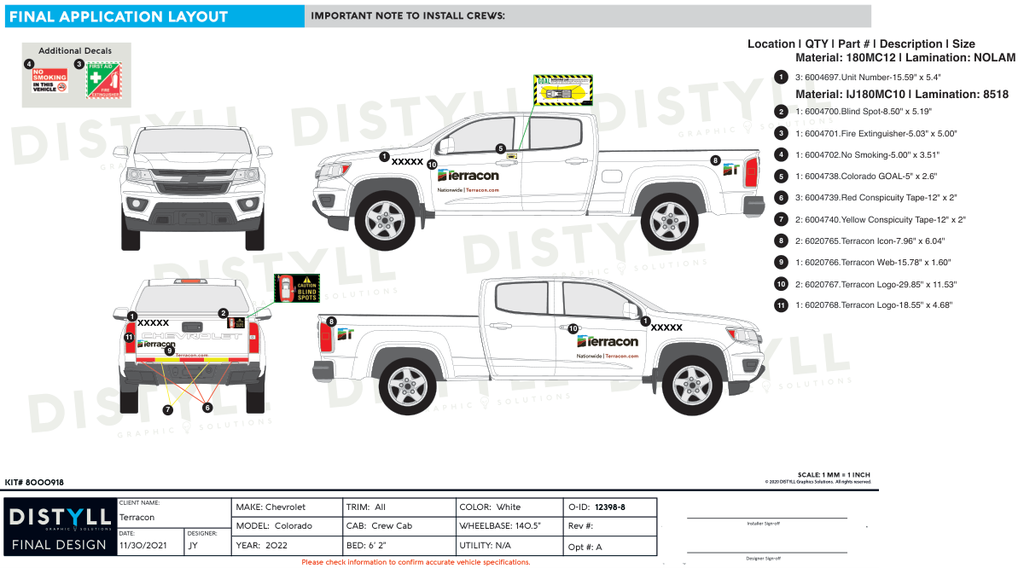 Terracon, Chevy Colorado, Crew Cab, 6ft 2in Bed, 2021-, Spot Graphics