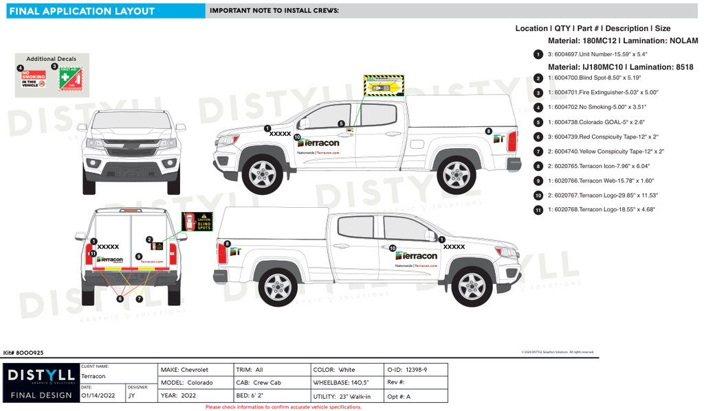 Terracon, Chevy Colorado, Crew Cab, 6ft 2in Bed, Walk-in Utility Topper, 2022-,