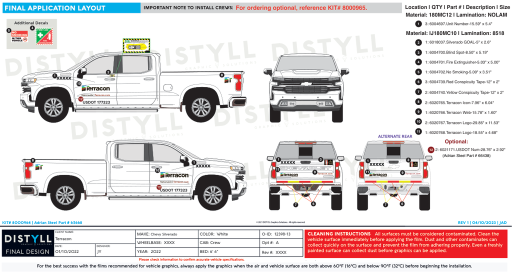 Terracon, Chevy Silverado, Crew Cab, 6ft  6in Bed, 2022-, Spot Graphics