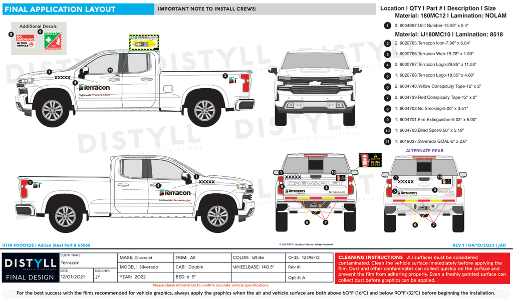 Terracon, Chevy Silverado, Double Cab, 140_5 WB, 6ft 5in Bed, 2022-, Spot Graphi