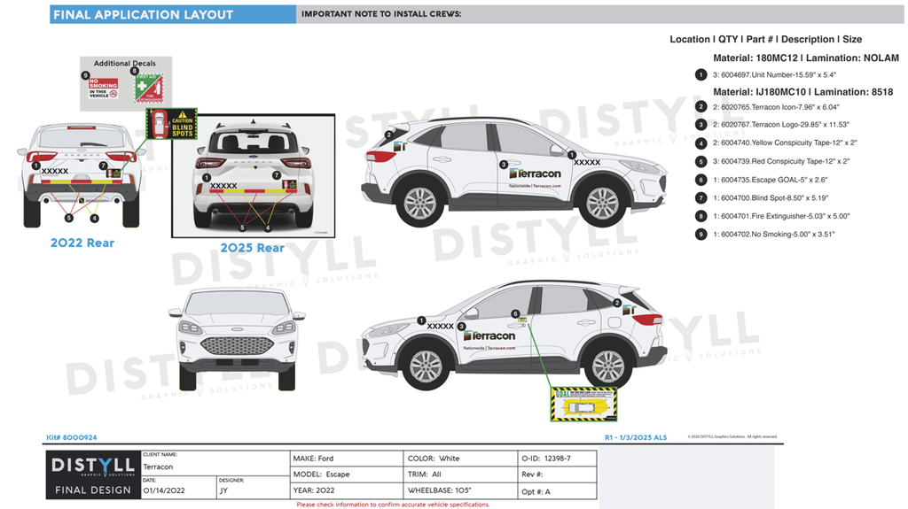 Terracon, Ford Escape, 105 WB, 2022-, Spot Graphics