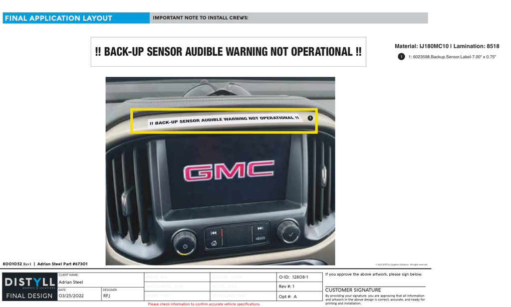 Terracon, Park Assist Decal