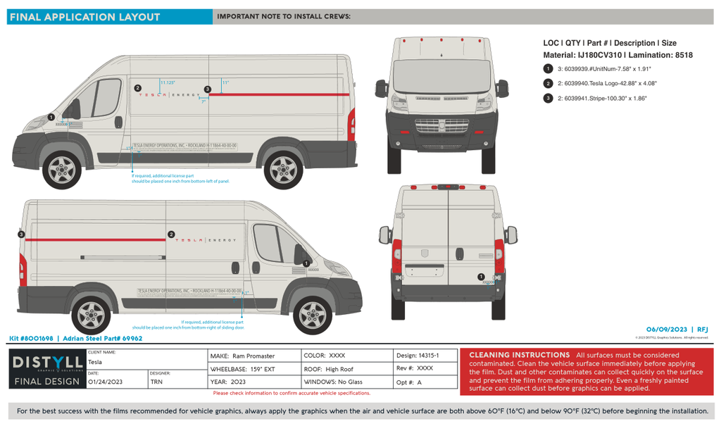 Tesla, Ram Promaster, High Roof, No Glass, 159in WB EXT, 2023