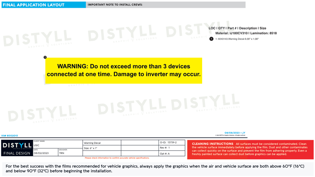 USIC, Warning Label